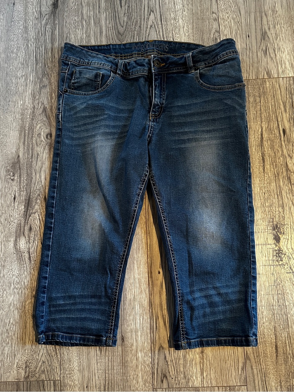 Dark Blue cropped trousers women Stretch Denim Jeans